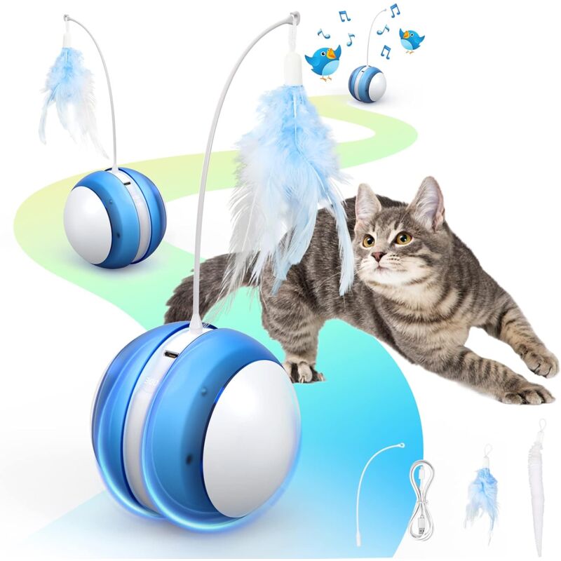 foto del prodotto fortuneville giocattolo per gatti palla elettrica per gatti con led palla rotolante automatica a 360 gradi giocattolo per gatti lavoro indipendente