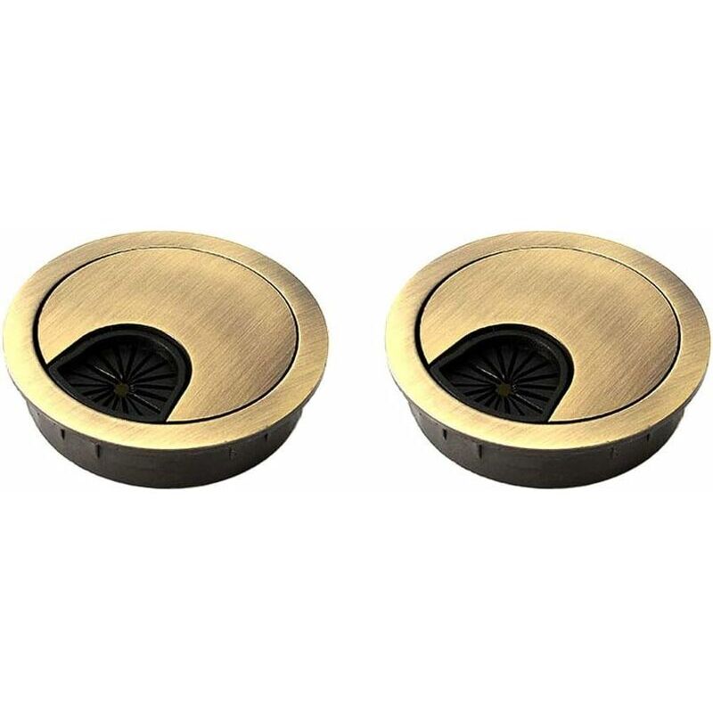 foto del prodotto fortuneville gp 2 pezzi passacavo nobile 60 mm copri foro cavi per scrivanie, scrivanie e piani di lavoro materiale lega di zinco bronzo mns
