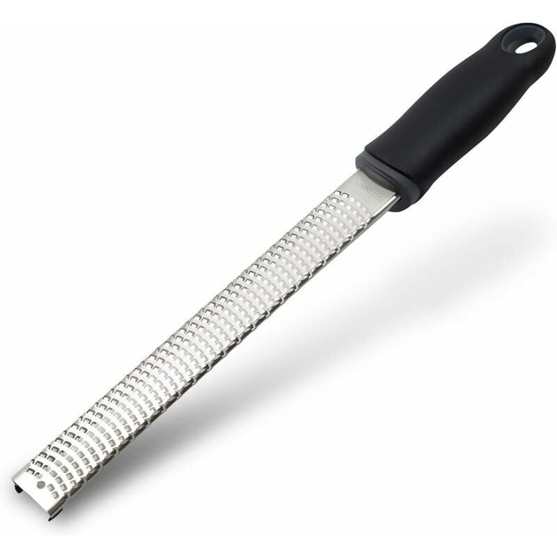 foto del prodotto fortuneville grattugia per formaggio da cucina in acciaio inossidabile con coperchio in plastica manico ergonomico nero morbido 1 pezzo nero 