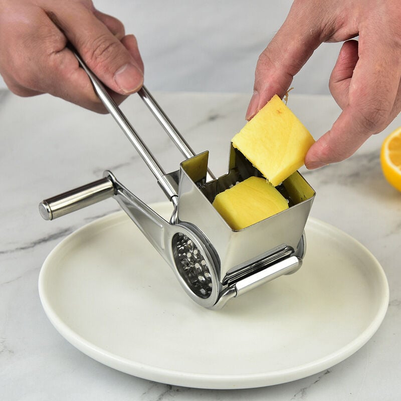 foto del prodotto fortuneville grattugia per formaggio in acciaio inossidabile, manovella, lame rotanti, tritaverdure, cucina