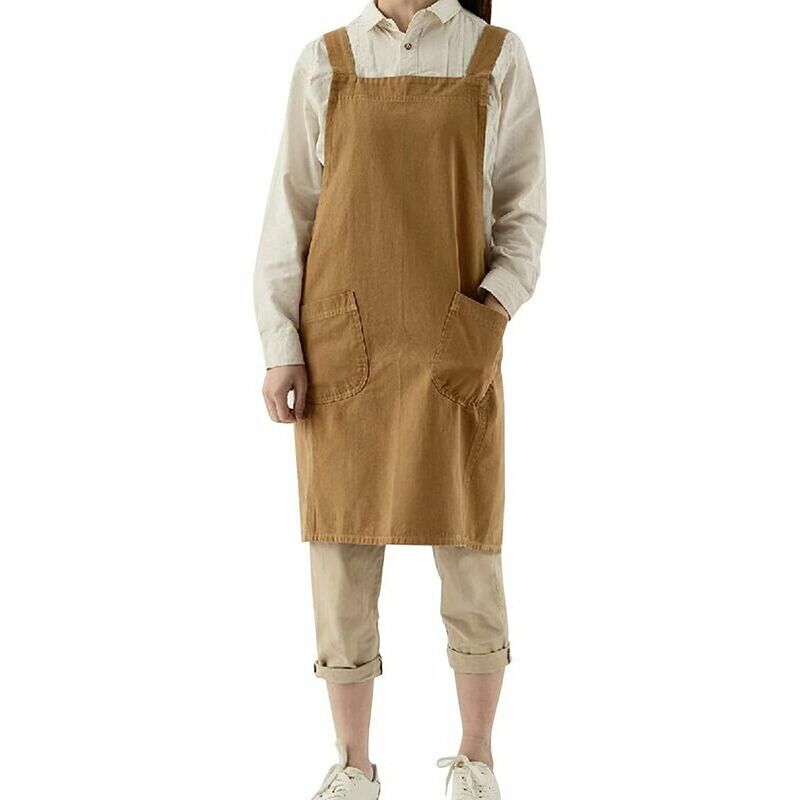 foto del prodotto fortuneville - grembiule da giardinaggio grembiule in twill di cotone e lino giapponese per donna con tasche, abito alla moda per giardinaggio,