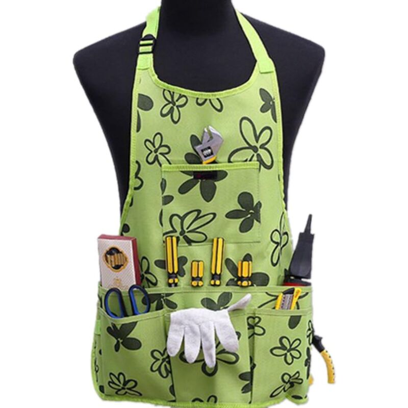 foto del prodotto fortuneville grembiule da giardino per casa e giardino grembiule da lavoro regolabile impermeabile resistente con borsa per attrezzi verde
