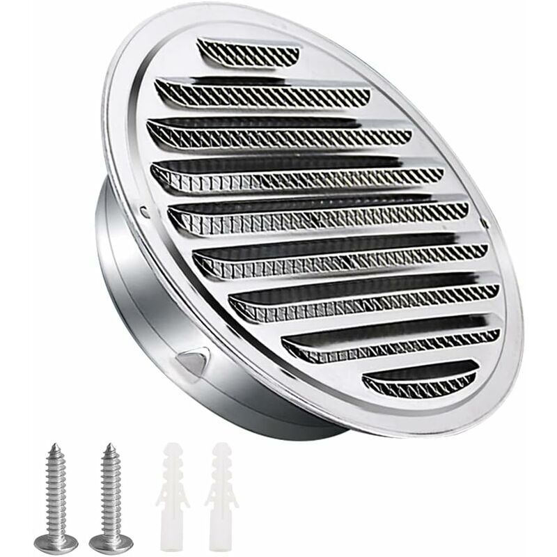 foto del prodotto fortuneville griglia di ventilazione in acciaio inox da 100 mm con viti e tasselli protezione dagli agenti atmosferici lamelle con zanzariera e