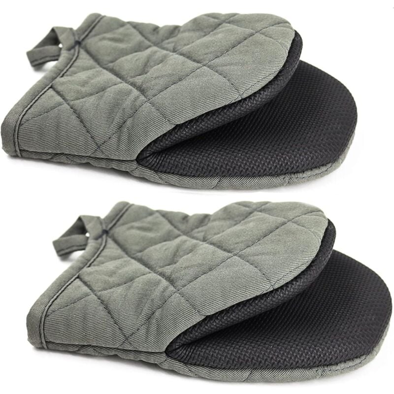 foto del prodotto fortuneville - guanti da forno, resistenti al calore, guanti da microonde, neoprene resistente al calore, cotone, superficie, antiscivolo, guanti da forno corti, 1 paio (grigio)