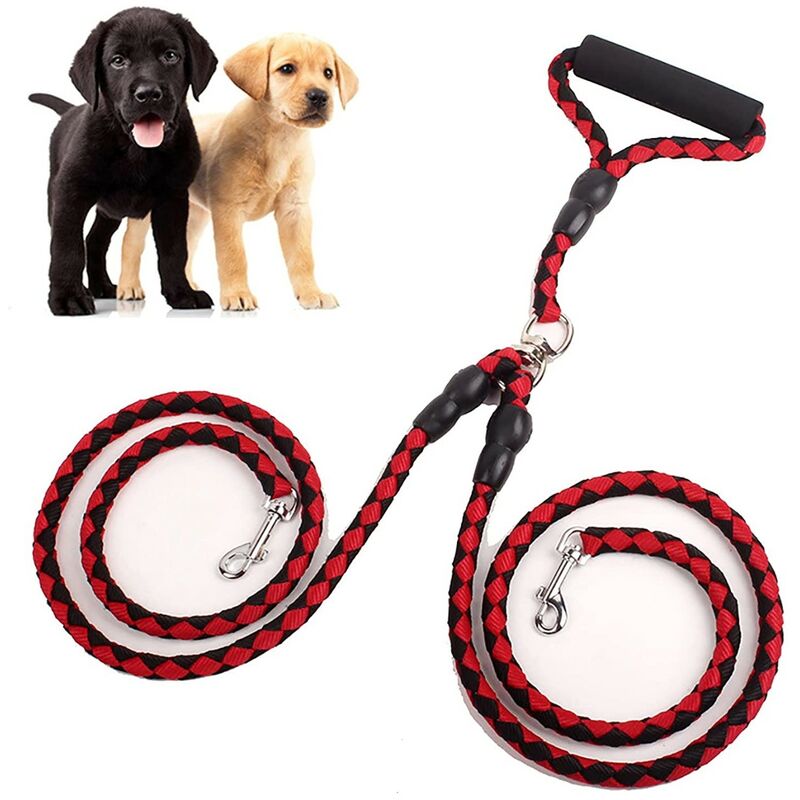foto del prodotto fortuneville guinzaglio per cani da 1 pezzo, guinzaglio doppio per cani, guinzaglio doppio da 1,4 m per 2 cani di piccola taglia media per