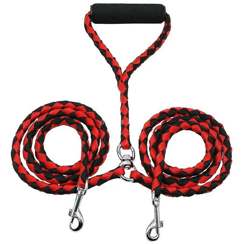 foto del prodotto fortuneville guinzaglio per cani guinzaglio per cani guinzaglio per cani doppio guinzaglio per animali domestici rosso 