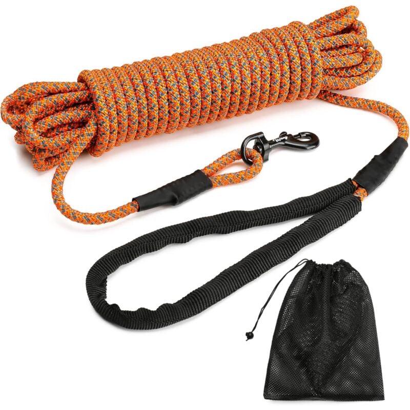 foto del prodotto fortuneville guinzaglio per cani, guinzaglio per cani in nylon da 5 m 10 m 15 m 20 m, guinzaglio in gomma per addestramento cani con custodia,