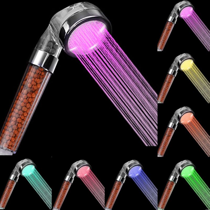 foto del prodotto fortuneville hp water saving 7 lampada cambia colore soffione doccia portatile hp spa