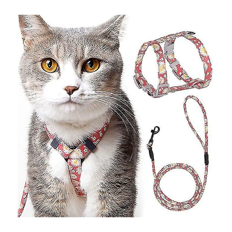 foto del prodotto fortuneville imbracatura regolabile per gatti imbracatura al guinzaglio 145 cm rosa m per gatti cani di piccola taglia nylon con guinzaglio
