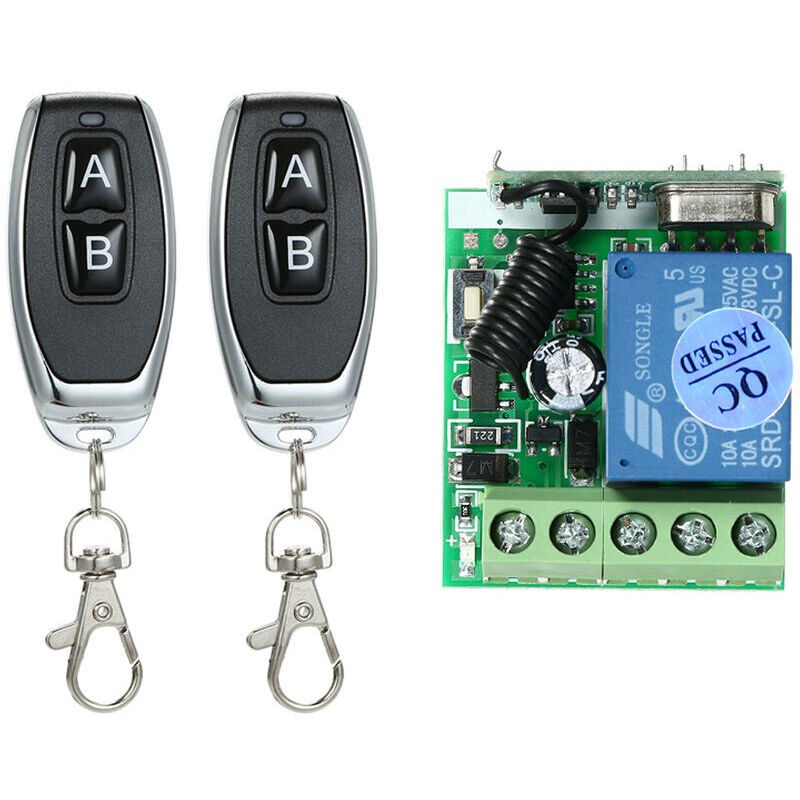 foto del prodotto fortuneville interruttore wireless, interruttore di controllo remoto dc 12v 1ch con 2 telecomandi
