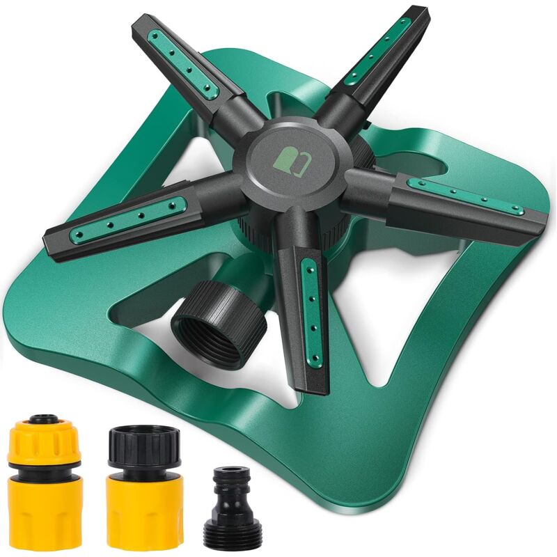 foto del prodotto fortuneville irrigatore per prato, 2023 irrigatore da giardino 5 in 1 aggiornato con irrigatore rotante a 5 bracci, rotazione a 360 gradi, ampia