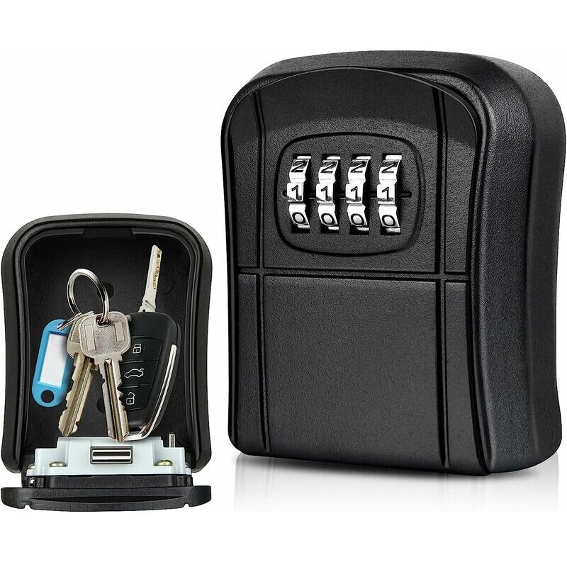 foto del prodotto fortuneville key box a parete mini key safe key box esterno con codice numerico a 4 cifre resettabile portachiavi impermeabile per casa, scuola,