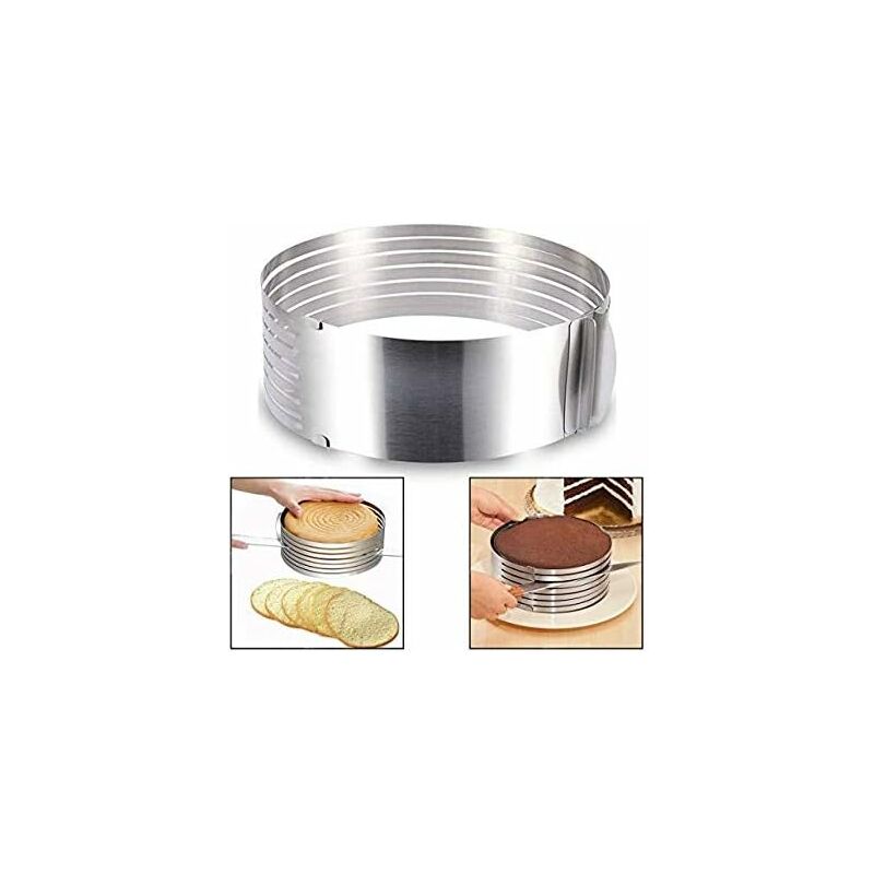 foto del prodotto fortuneville kit affettatrice per torte per mousse a strato di stampo in acciaio inossidabile regolabile, 6 8 pollici