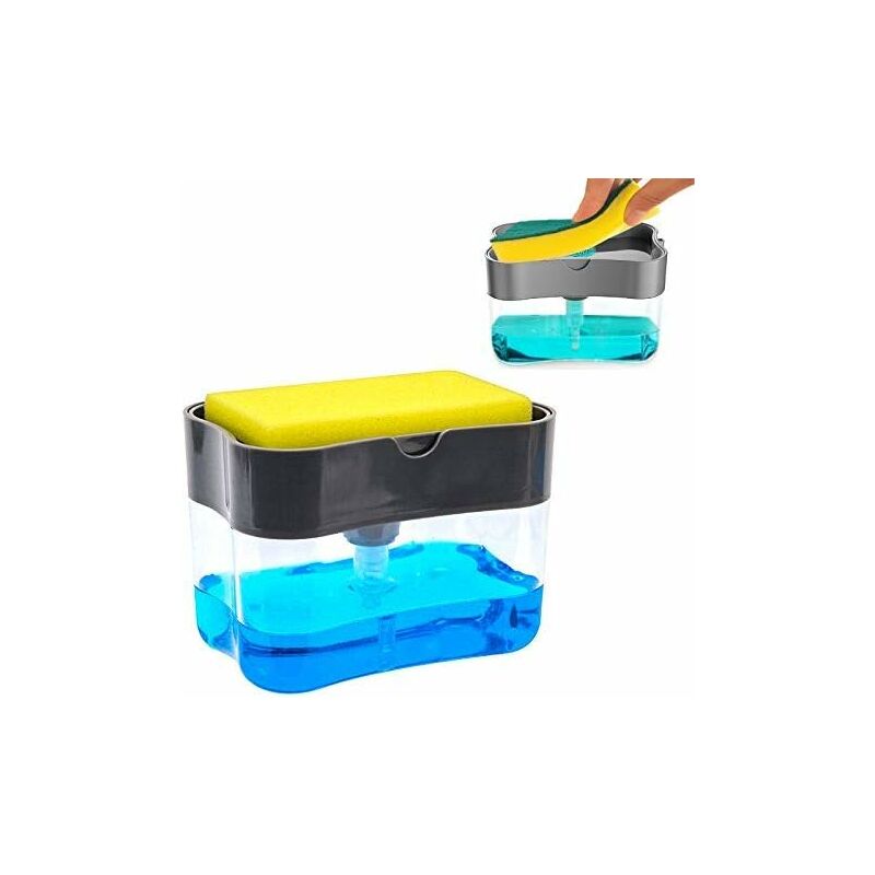 foto del prodotto fortuneville kit dispenser sapone e spugne 3 in 1, gestore lavello con portaspugna, dispenser sapone a pompa, dispenser detersivo, portautensili da