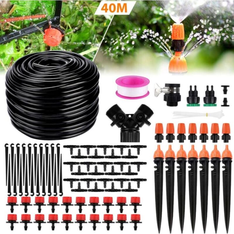 foto del prodotto fortuneville kit sistema di irrigazione per giardinaggio fai da te sistema di irrigazione a goccia da 40m per giardino, prato, paesaggio, orto