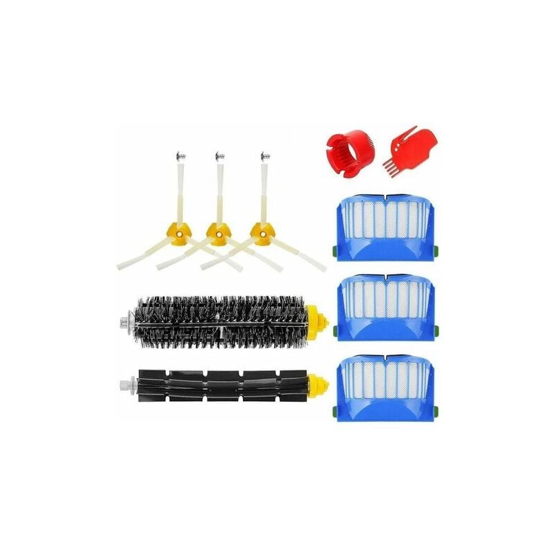 foto del prodotto fortuneville kit spazzole roomba serie 600 un set di 10 accessori spazzole laterali, filtri, spazzole per la pulizia, ecc. per robot