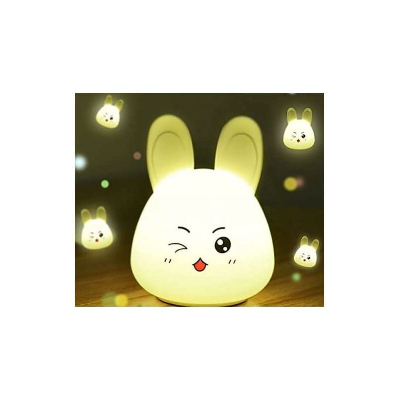 foto del prodotto fortuneville lampada da comodino a led in silicone con 7 contatti luminosi, luce notturna portatile ricaricabile tramite usb, adatta per decorare