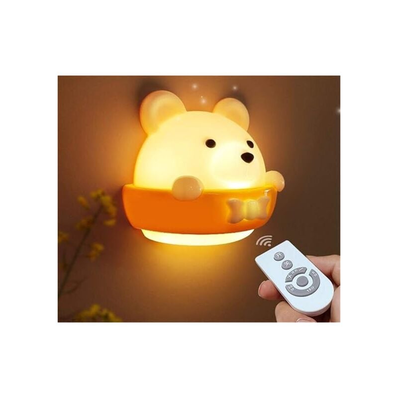 foto del prodotto fortuneville lampada da comodino per bambini lampada da parete a led luce notturna con telecomando luce notturna portatile adatto per baby room,