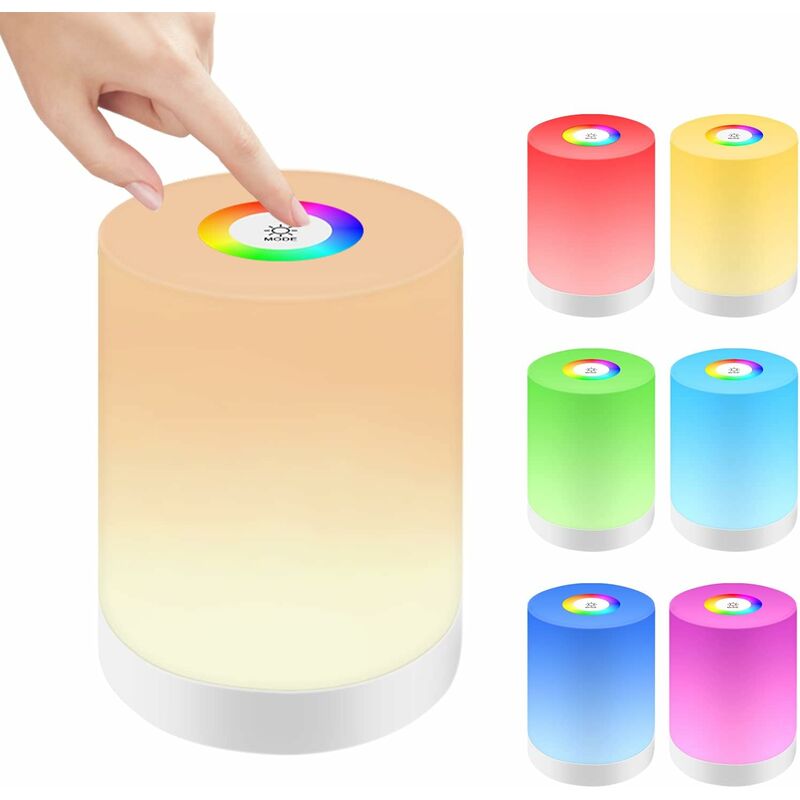 foto del prodotto fortuneville lampada da comodino touch dimmerabile, lampada da scrivania ricaricabile usb, lampada da scrivania a 7 colori con modalit cambia