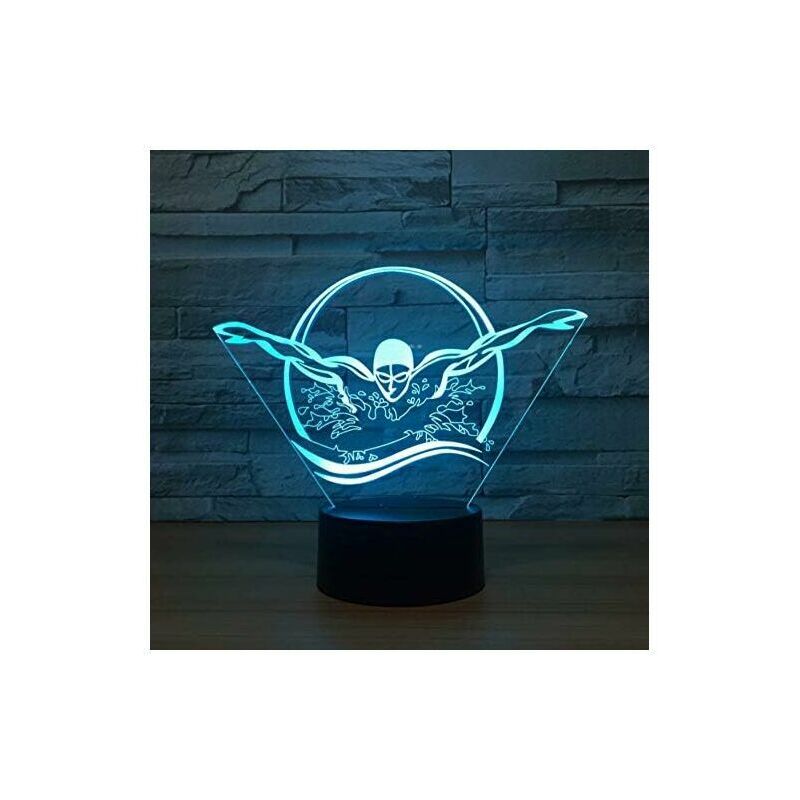 foto del prodotto fortuneville lampada da illusione ottica 3d, luce notturna a led 3d, lampada da comodino a 7 colori, tavolo da letto art deco, luce notturna per