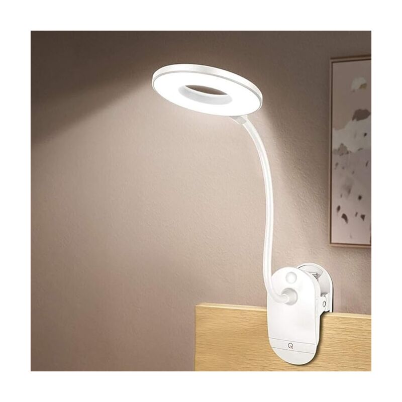 foto del prodotto fortuneville lampada da lettura a batteria clip su lampada da comodino cordless con lampada da lettura ricaricabile usb a 3 luminosit 