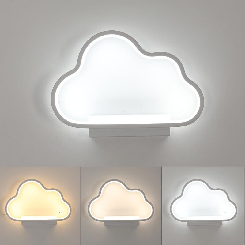foto del prodotto fortuneville lampada da parete a led per interni, lampada da parete moderna a forma di nuvola in acrilico, 3000k, 4500k e 6500k regolabile, lampada