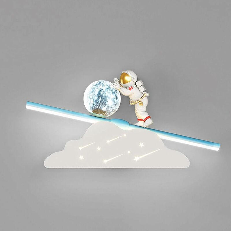 foto del prodotto fortuneville lampada da parete astronauta cartone animato, lampada da parete moderna a led da 12 w, applique da parete in metallo ultrasottile con