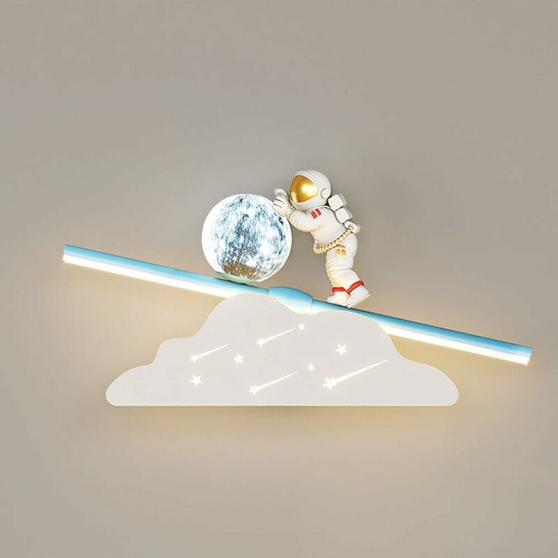 foto del prodotto fortuneville lampada da parete astronauta cartone animato, lampada da parete moderna a led da 12 w, applique da parete in metallo ultrasottile con