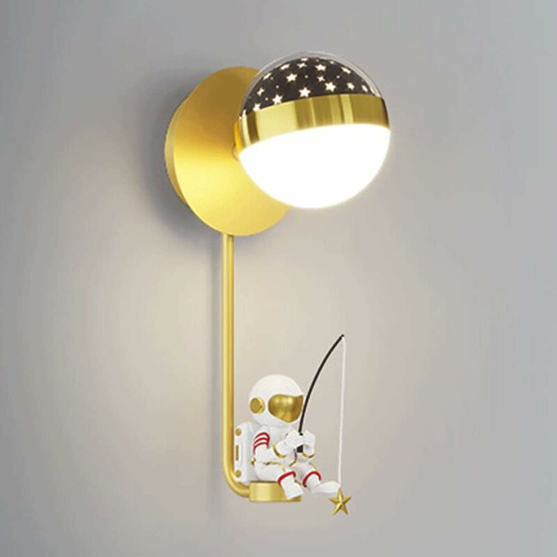 foto del prodotto fortuneville lampada da parete dimmerabile per cameretta dei bambini, lampada da parete con statua dell astronauta, decorazioni artistiche,