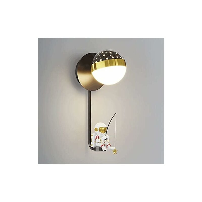 foto del prodotto fortuneville lampada da parete dimmerabile per cameretta dei bambini, lampada da parete con statua dell astronauta, decorazioni artistiche,