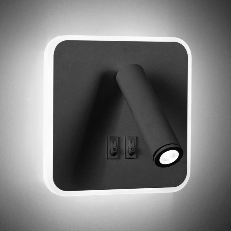 foto del prodotto fortuneville lampada da parete moderna a led 8w lampada da lettura da comodino orientabile a 350 faretto da parete a led 3w con interruttore