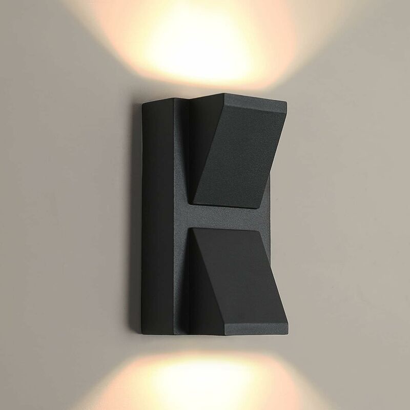foto del prodotto fortuneville lampada da parete per esterno interno, lampada da esterno moderna nera da 6 w, illuminazione da esterno bianca calda 3000k,