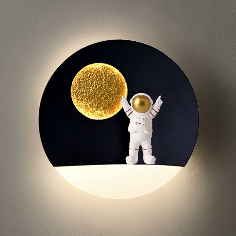 foto del prodotto fortuneville lampada da parete per interni 8w, lampada da parete design luna e bambola astronauta bianco freddo 6000k ra 85 lampada da parete di