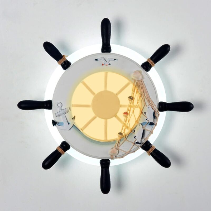 foto del prodotto fortuneville lampada da parete per interni a led da 14 w, lampada da parete per bambini a forma di remo in stile mediterraneo, bianco freddo 6000k