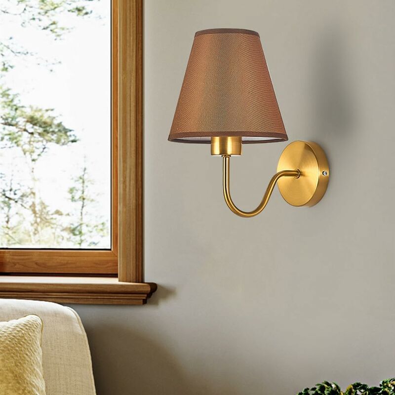 foto del prodotto fortuneville lampada da parete per interni vintage, lampada da parete moderna con paralume in tessuto lampada da parete in metallo decorazione