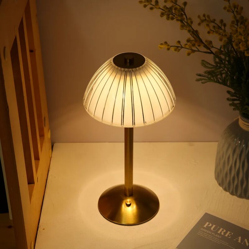 foto del prodotto fortuneville lampada da tavolo led oro senza fili lampada da scrivania ricaricabile con touch control, dimmerabile 3 colori chiari lampada da