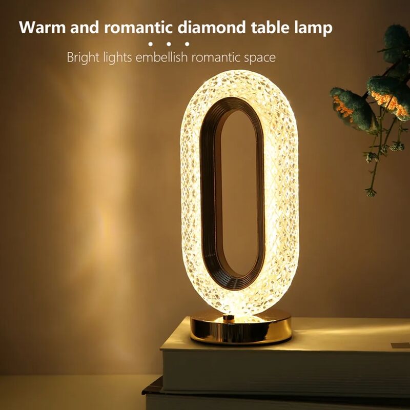 foto del prodotto fortuneville lampada da tavolo touch in cristallo acrilico led senza fili, lampada da tavolo con batteria ricaricabile dimmerabile, lampada da