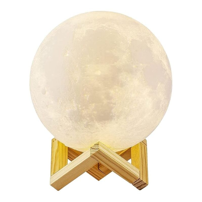 foto del prodotto fortuneville lampada lunare 3d, lampada a luce notturna a led a 3 colori, diametro 15 cm 5,9 pollici, luce notturna lunare ricaricabile tramite