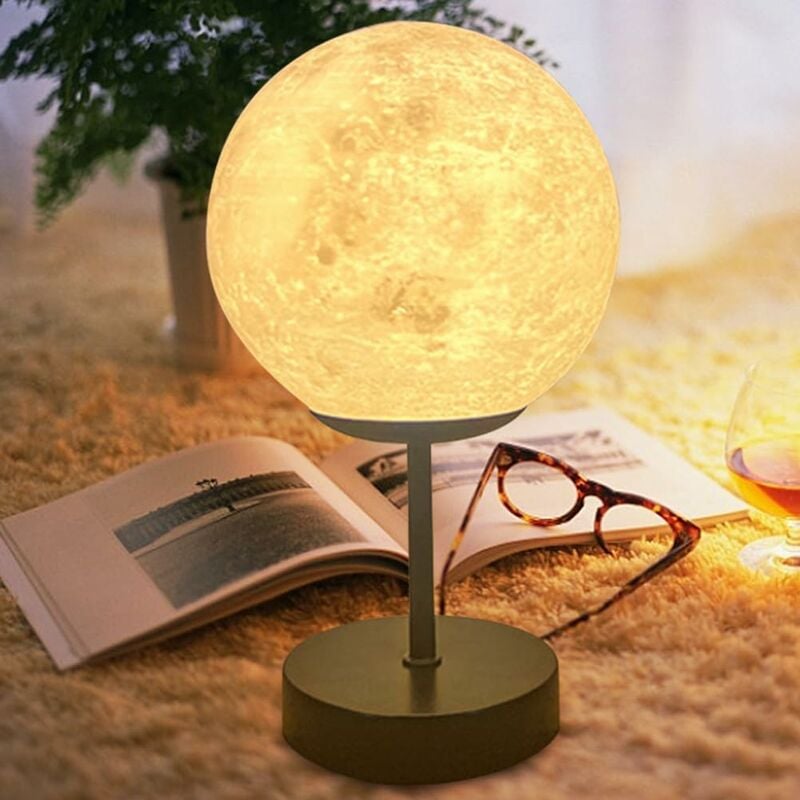 foto del prodotto fortuneville lampada lunare 3d, lampada lunare da 15 cm lampada lunare cielo stellato 3d, lampade da comodino dimmerabili, chiaro di luna 3d 25