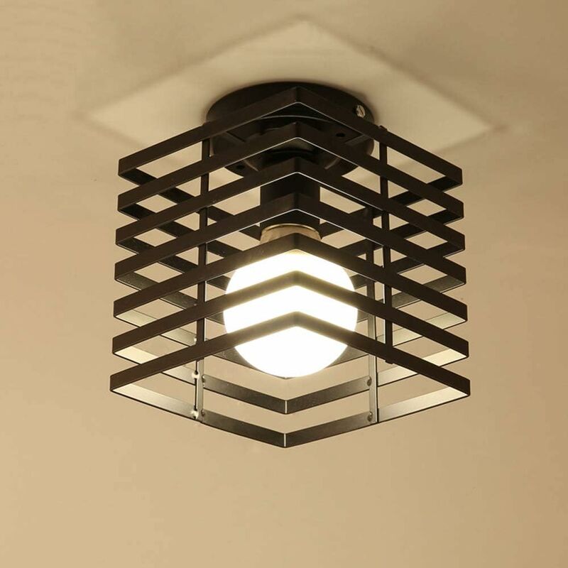 foto del prodotto fortuneville lampadario industriale a gabbia, lampadario a gabbia in metallo, lampada a sospensione per corridoio, cucina, camera da letto, nero