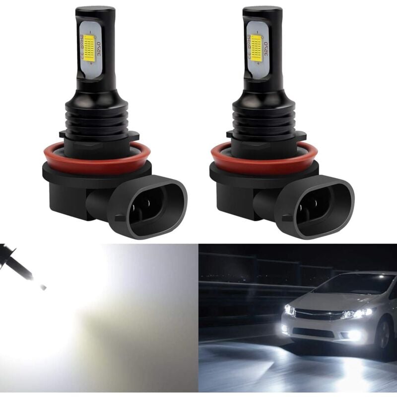 foto del prodotto fortuneville lampadina fendinebbia estremamente luminosa da 2400 lumen 3570 h11 h8led per luci di marcia diurna drl o solo fendinebbia, bianco