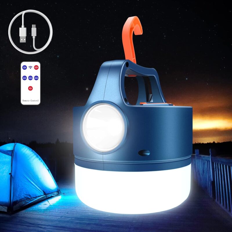 foto del prodotto fortuneville lanterna a led ricaricabile usb o solare lampada da campeggio 2400mah torcia a 5 modalit torcia a sospensione portatile impermeabile