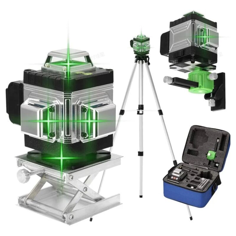foto del prodotto fortuneville livello laser 360 , livello laser autolivellante 4d 16 linee 3 con batteria, piattaforma di sollevamento, treppiede e telecomando