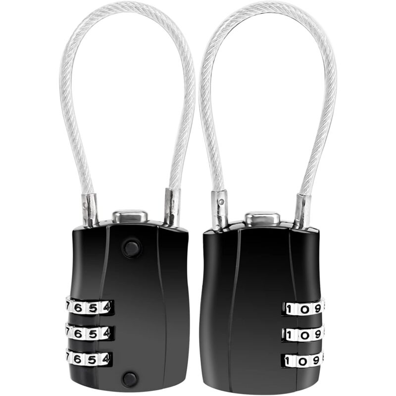 foto del prodotto fortuneville lucchetto combinato antifurto a 3 cifre, lucchetto con codice bagagli, lucchetto per baule, lucchetto con cavo mini, lucchetto da