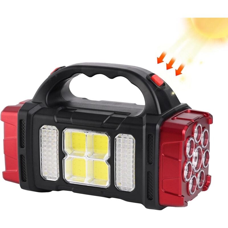 foto del prodotto fortuneville luce da campeggio solare ricaricabile per esterni, lampada led impermeabile, lampada multifunzione a 4 modalit , ricarica solare o