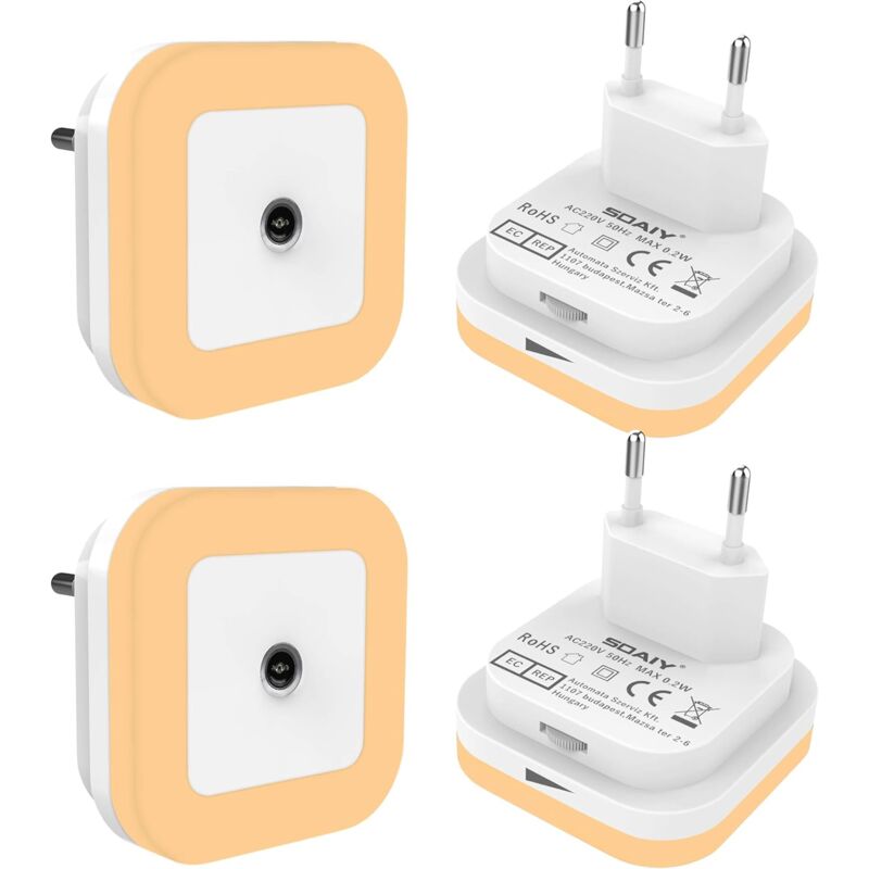 foto del prodotto fortuneville luce notturna a led automatica da 4 pezzi, luce notturna con sensore crepuscolare, lampada a led dimmerabile, luce notturna con presa
