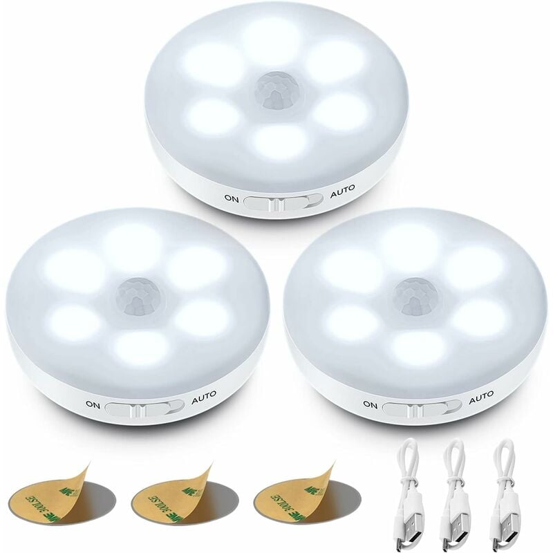 foto del prodotto fortuneville luce notturna a led automatica, luce con sensore di movimento interno, luci a led wireless, 3 modalit automatica accesa spenta ,