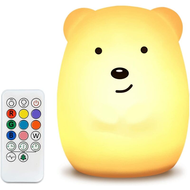 immagine 0 del prodotto fortuneville luce notturna a led per bambini lampada da notte con telecomando a 9 colori lampada da notte per bambini in silicone con tocco