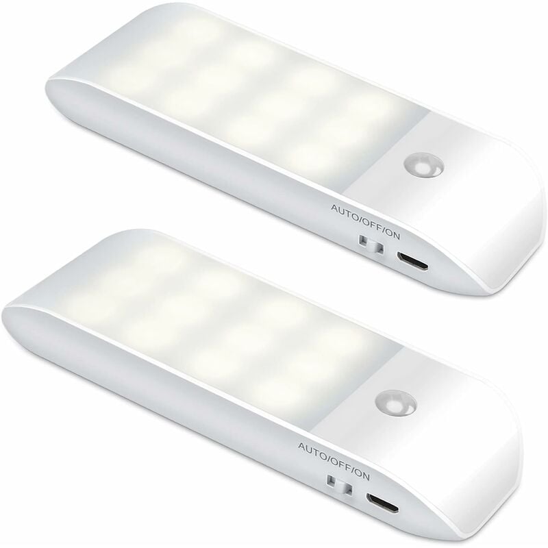 foto del prodotto fortuneville luce notturna a led ricaricabile, 2 pezzi luce notturna automatica con sensore di movimento, auto on off, lampada armadio con