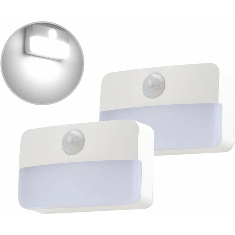 foto del prodotto fortuneville luce notturna con sensore di movimento, 2 luci led per armadietto, lampada d accento a batteria, bianco freddo 6000k, luce con sensore